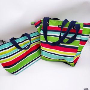 Thirty-One Preppy Pop Tall Organizing Tote Bag and Thermal Lunch Tote